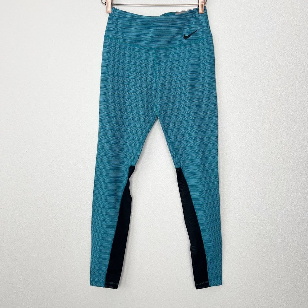Nike Legendary Womens Large Teal Tight Fit High Rise Full Length Leggings Athlet